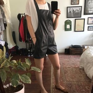 ASOS faux leather teal overalls